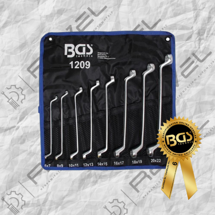 Juego de llaves acodadas de doble estrella | 6x7-20x22 mm | 8 piezas 1209